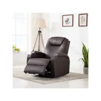 fauteuil à bascule de massage  chaise à bascule rocking chair marron similicuir meuble pro frco38980