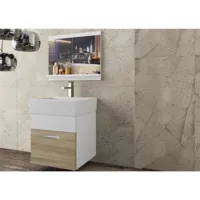 manike - ensemble de salle de bain -3 pcs - meuble à suspendre - vasque en porcelaine - beige