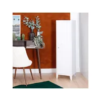 armoire avec 3 compartiments intérieurs pour bureau salon meuble industriel armoire métal blanc 38*38*137cm