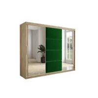 armoire de chambre tapila 2 avec tiroirs sonoma/vert 250 avec 2 portes coulissantes style contemporain penderie avec étagères
