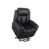 fauteuil de relaxation électrique fauteuil releveur inclinable avec repose-pied ajustable revêtement synthétique noir