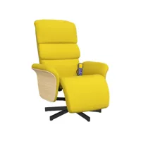 fauteuil inclinable de massage repose-pieds, fauteuil de relaxation, chaise de salon jaune clair tissu fvbb74286 meuble pro