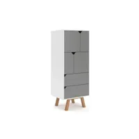vaisselier design aomori 2 tiroirs, 4 portes, coloris blanc et gris mat