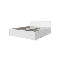 lit adulte 160x200 avec tiroirs intégrés - collection eos. coloris blanc mat