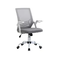 vinsetto chaise de bureau ergonomique support lombaires hauteur réglable pivotante 360° accoudoirs relevables polyester maille gris