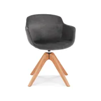 chaise avec accoudoirs 'berni' en velours gris et pieds en bois naturel chaise avec accoudoirs 'berni' en velours gris et pieds en bois naturel