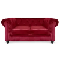 grand canapé 2 places chesterfield velours rouge
