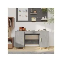 bureau informatique table de bureau - gris béton 140x50x75 cm bois d'ingénierie meuble pro frco88810