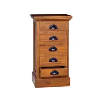 armoire à 5 tiroirs, armoire de rangement 35x30x60 cm bois de teck solide pewv29636 meuble pro