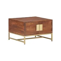 table basse table de salon  bout de canapé marron miel 67x67x45 cm bois solide d'acacia meuble pro frco91664