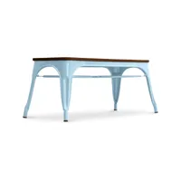 banc design industriel - bois et métal - stylix bleu clair