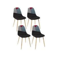 lot de 4 chaises patchwork first - noir et rouge