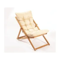 chaise de jardin purrault bois massif clair et tissu blanc crème