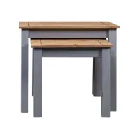 vidaxl tables gigognes 2pcs gris bois de pin massif assortiment panama 282677