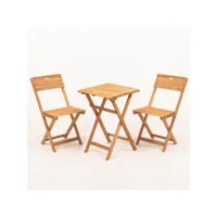 ensemble table et 2 chaises de jardin pliables lukas hêtre massif naturel