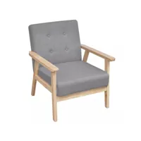 fauteuil chaise siège lounge design club sofa salon tissu gris clair helloshop26 1102080par3