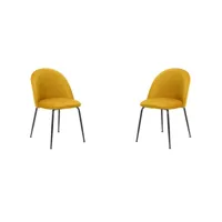 chaise de cuisine en velours jaune et pieds en métal noir - paris 2 chaises