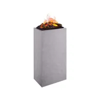 richen ikaros cheminée électrique  colonne de cheminée avec illusion de flammes led  brume d'eau, son crépitant, bûches, vue à 360°, meuble de cheminée, télécommande  gris, plat