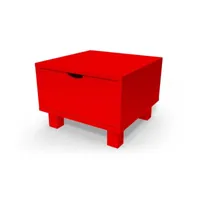 table de chevet bois cube + tiroir  rouge chevcub-red