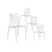rofa - lot de 4 chaises empilables polypropylène blanc