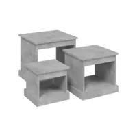 tables gigognes 3 pièces gris béton bois d'ingénierie