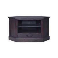 meuble tv d'angle noir clair 80x40x49 cm bois massif d'acajou - meuble de rangement salon