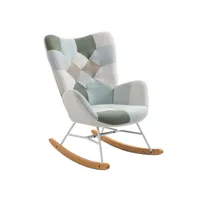 fauteuil à bascule allaitement scandinave rocking chaise loisir et repos en tissu patchwork, 69x85x97cm