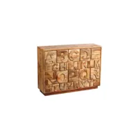 commode à tiroirs alphabet bois massif - chalerston - l 128 x l 37 x h 94 cm - neuf