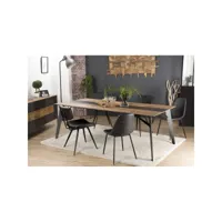 madison - table à manger rectangulaire 220x100cm bois teck recyclé métal et pieds métal noir