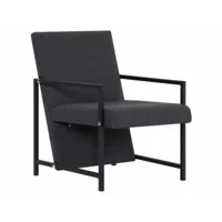 fauteuil chaise siège lounge design club sofa salon avec pieds en chrome gris foncé tissu helloshop26 1102278