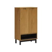 moderne armoire à chaussures flam 59,5x35x107 cm bois massif de pin - meuble étagère à chaussures