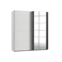 armoire placard meuble de rangement coloris blanc/graphite - longueur 180 x hauteur 200 x profondeur 64 cm
