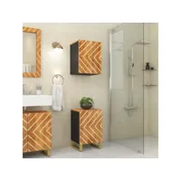 armoire bain marron et noir 38x33,5x58 cm bois massif manguier