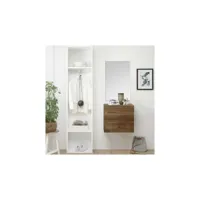 meuble d'entrée noyer + miroir + vestiaire - scopello - l 105 x l 30 x h 205 cm - neuf