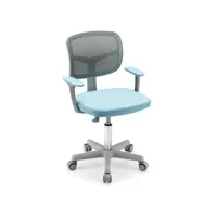 chaise de bureau à roulettes pour enfants verrouillage automatique soutien lombaire siège pivotant hauteur réglable 80 - 91,5 cm 3 -10 ans bleu helloshop26 20_0002180