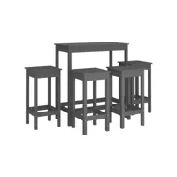 ensemble de bar 5 pcs, table et chaises de salle à manger gris bois de pin massif plq5288 meuble pro
