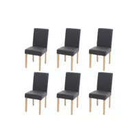 lot de 6 chaises de salle à manger chaise de cuisine littau ~ similicuir, gris mat, pieds clairs
