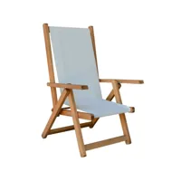 chaise de plage pliable pour enfant en bois toile blanche
