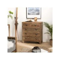 andrian - meuble chiffonnier marron 5 tiroirs bois pin recyclé