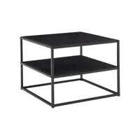 finebuy table basse de salon métal noir 60x60x45 cm carré industriel  petite table de canapé avec rangement  design table d'appoint