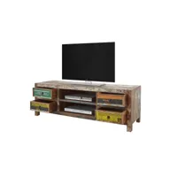 meuble tv banksy 156cm avec 4 tiroirs - brun