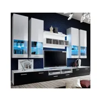 meuble mural tv arlesa blanc et noir (3 m) msam064whbl