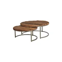 tables gigognes en bois massif et acier (lot de 2)