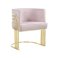 chaise de salle à manger design revêtement en velours rose avec piètement en acier doré l. 63 x p. 56 x h. 74.5 cm collection lula viv-96548