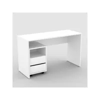 bureau droit design avec caisson de rangement collection kinsale coloris blanc.