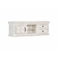 meuble télé buffet tv télévision design pratique blanc 120 cm bois massif de manguier helloshop26 2502037
