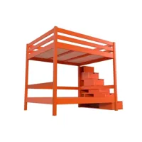 lit superposé 4 personnes adultes bois escalier cube sylvia 160x200  orange cube160sup-o