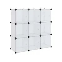 moderne cubes de rangement 9 pcs avec portes transparent pp - meuble étagère à chaussures