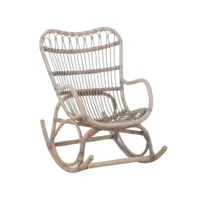 paris prix - fauteuil à bascule en rotin washi 110cm gris