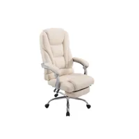 fauteuil de bureau ergonomique avec repose-pieds extensible synthétique crème bur10169